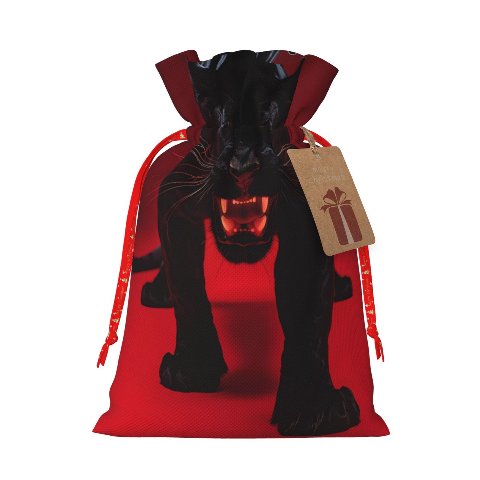 Pofeuu Black Panther Red Background Print Burlap Bags with Drawstrings Drawstring Gift Bags Pouch Bag for Thankgiving Birthday Party Gift Wrapping Treats and Party Favors-Small